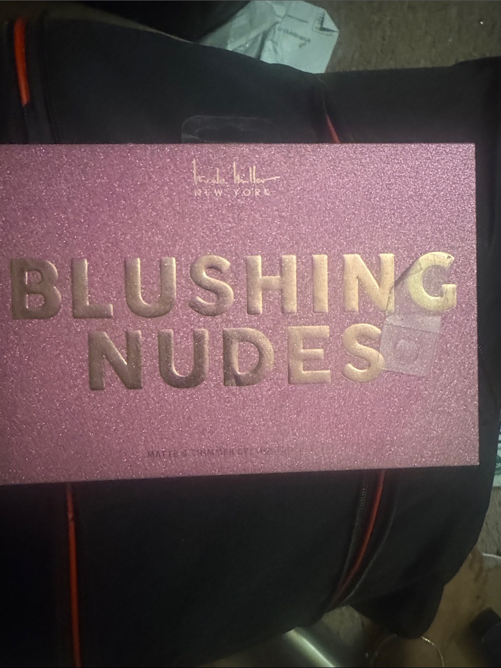Nicole Miller Blushing Nudes Palette - Glitter Pink & Gold Lettering